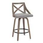 Charlotte 26" Fixed-Height Counter Stool - Set of 2 - Light Grey Wood, Grey Fabric