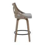 Charlotte 26" Fixed-Height Counter Stool - Set of 2 - Light Grey Wood, Grey Fabric