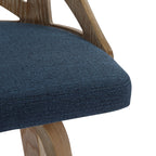 Charlotte 26" Fixed-Height Counter Stool - Set of 2 - Whitewashed Wood, Blue Fabric, Black Metal