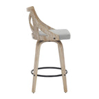 Charlotte 26" Fixed-Height Counter Stool - Set of 2 - Whitewashed Wood, Light Grey Fabric