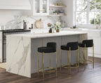 Chloe 26" Fixed-Height Counter Stool - Set of 2 - Gold Metal, Black Velvet
