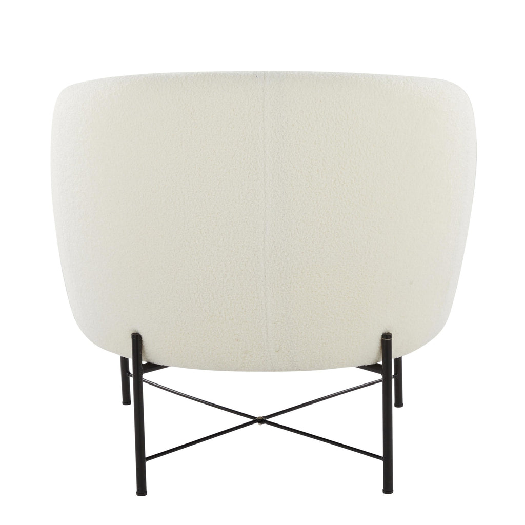 Chloe Accent Chair - Black Metal, White Sherpa