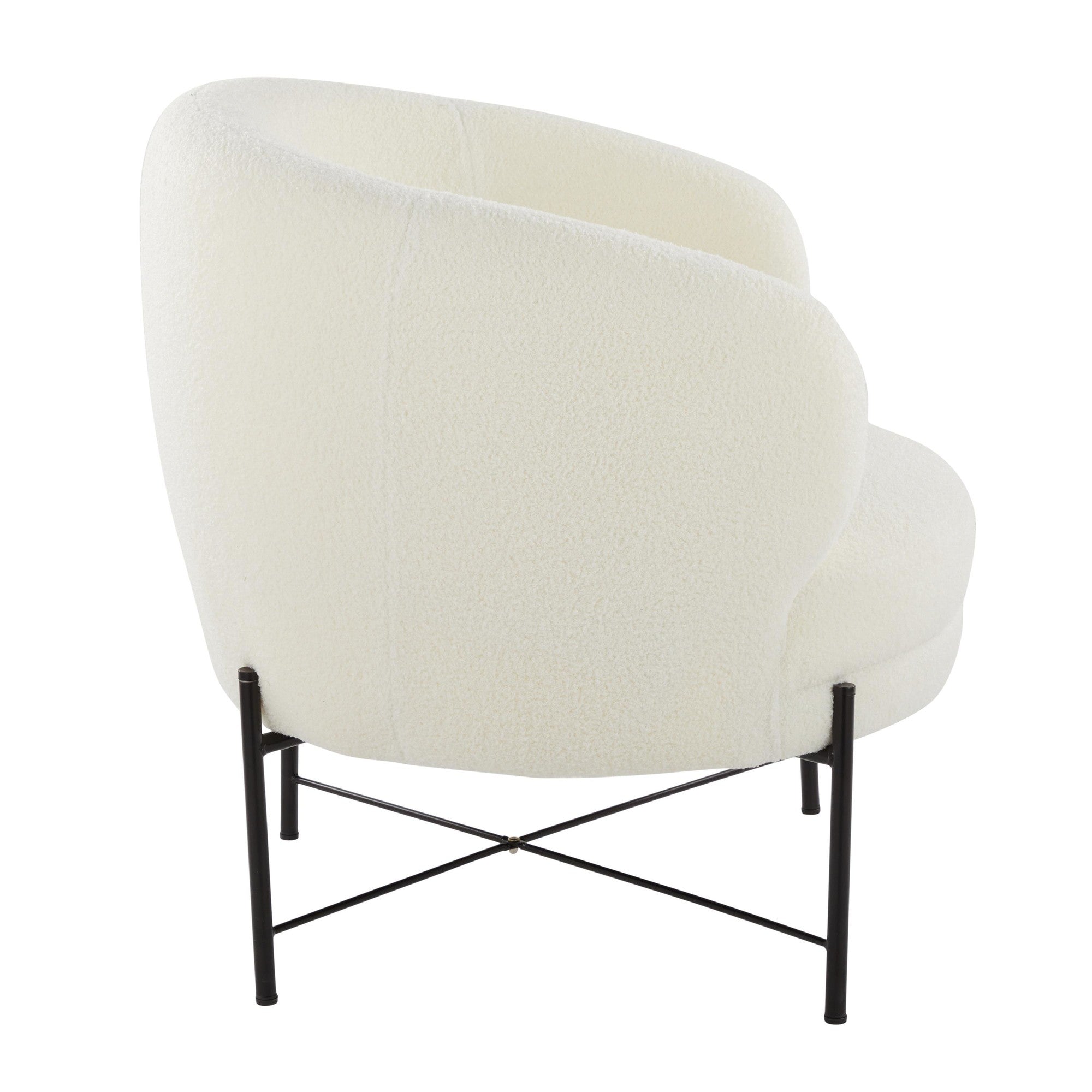 Chloe Accent Chair - Black Metal, White Sherpa
