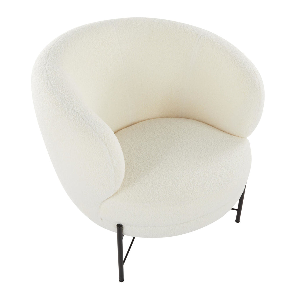 Chloe Accent Chair - Black Metal, White Sherpa