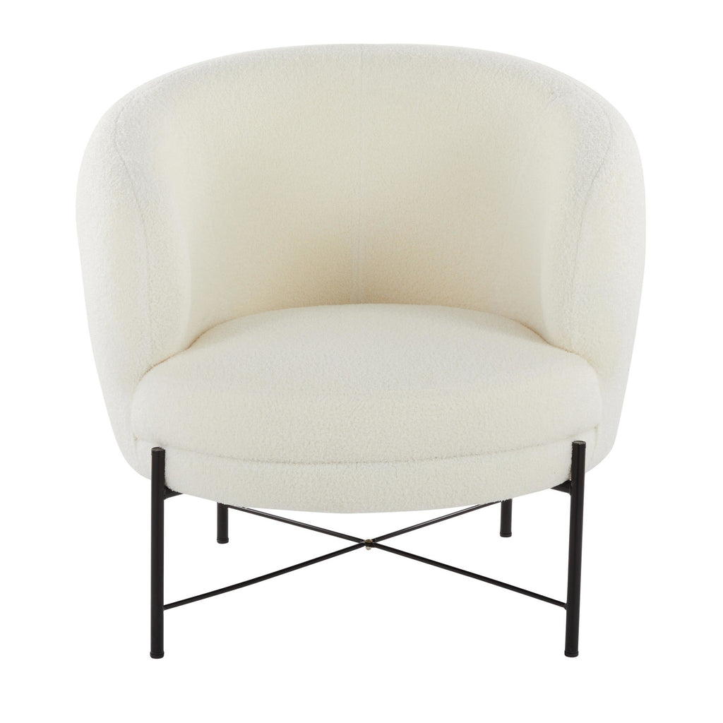 Chloe Accent Chair - Black Metal, White Sherpa