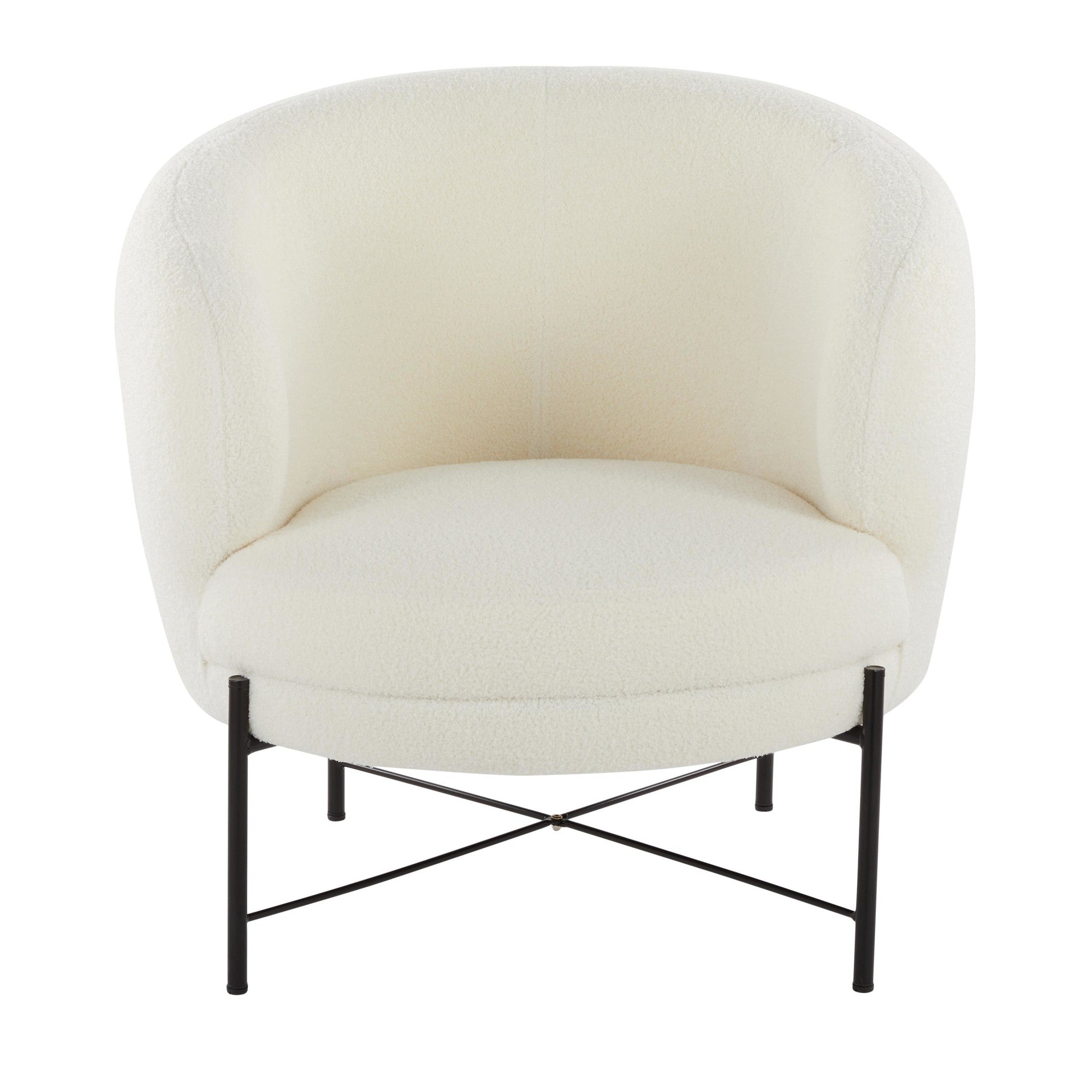 Chloe Accent Chair - Black Metal, White Sherpa