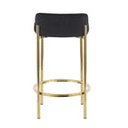 Chloe 26" Fixed-Height Counter Stool - Set of 2 - Gold Metal, Black Velvet
