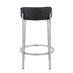 Chloe 26" Fixed-Height Counter Stool - Set of 2 - Chrome, Black PU