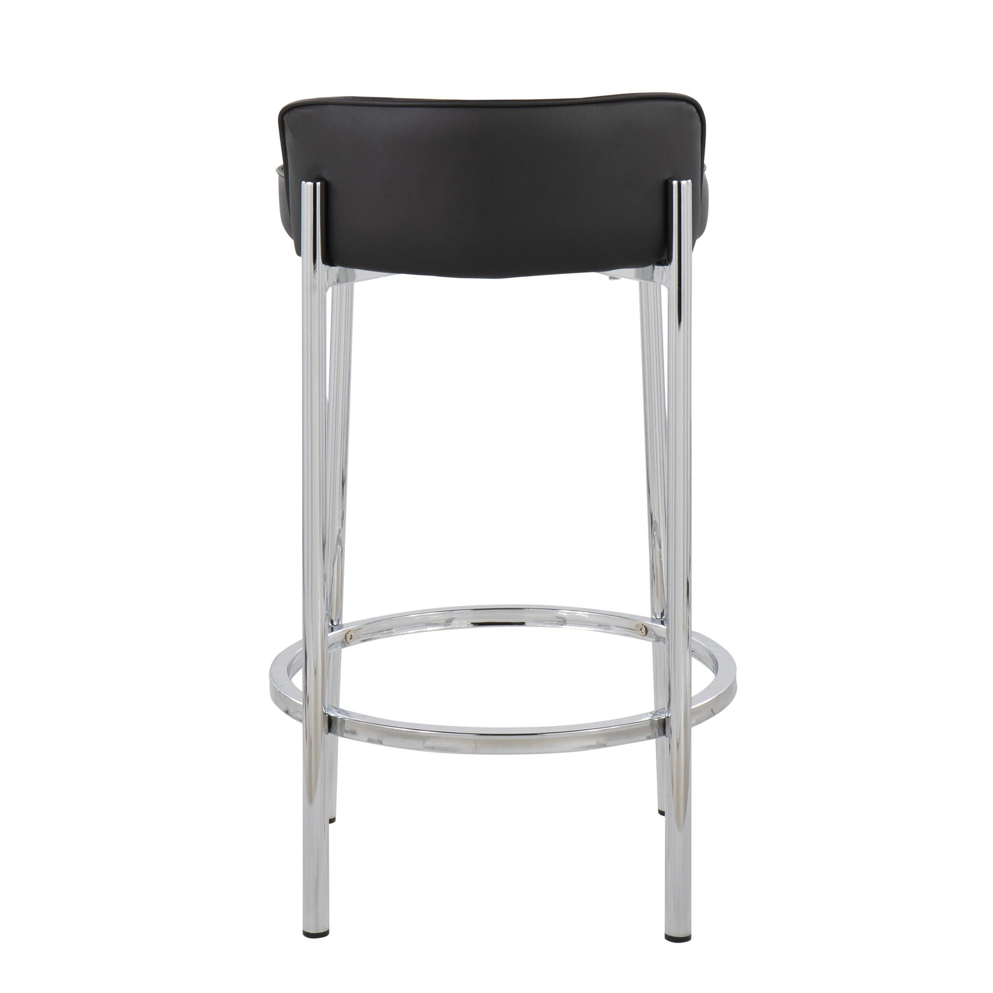 Chloe 26" Fixed-Height Counter Stool - Set of 2 - Chrome, Black PU