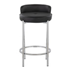 Chloe 26" Fixed-Height Counter Stool - Set of 2 - Chrome, Black PU