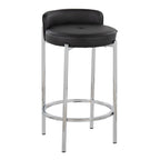 Chloe 26" Fixed-Height Counter Stool - Set of 2 - Chrome, Black PU