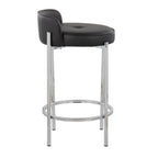 Chloe 26" Fixed-Height Counter Stool - Set of 2 - Chrome, Black PU