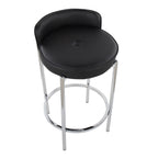 Chloe 26" Fixed-Height Counter Stool - Set of 2 - Chrome, Black PU