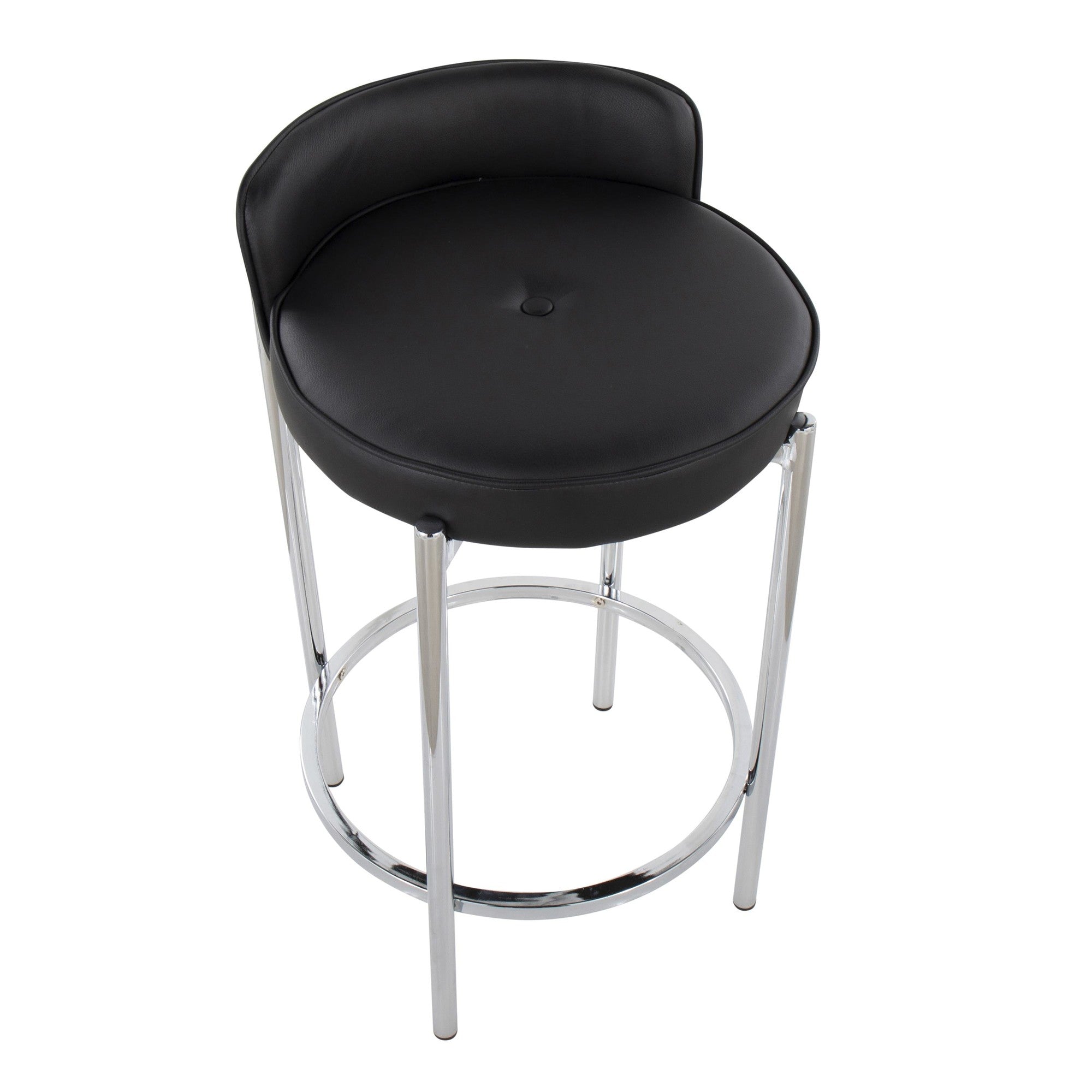 Chloe 26" Fixed-Height Counter Stool - Set of 2 - Chrome, Black PU