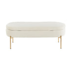 Chloe Storage Bench - Gold Metal, Cream Velvet