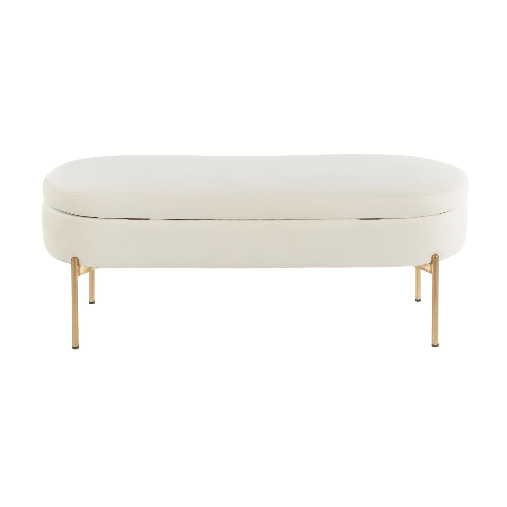 Chloe Storage Bench - Gold Metal, Cream Velvet
