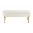 Chloe Storage Bench - Gold Metal, Cream Velvet