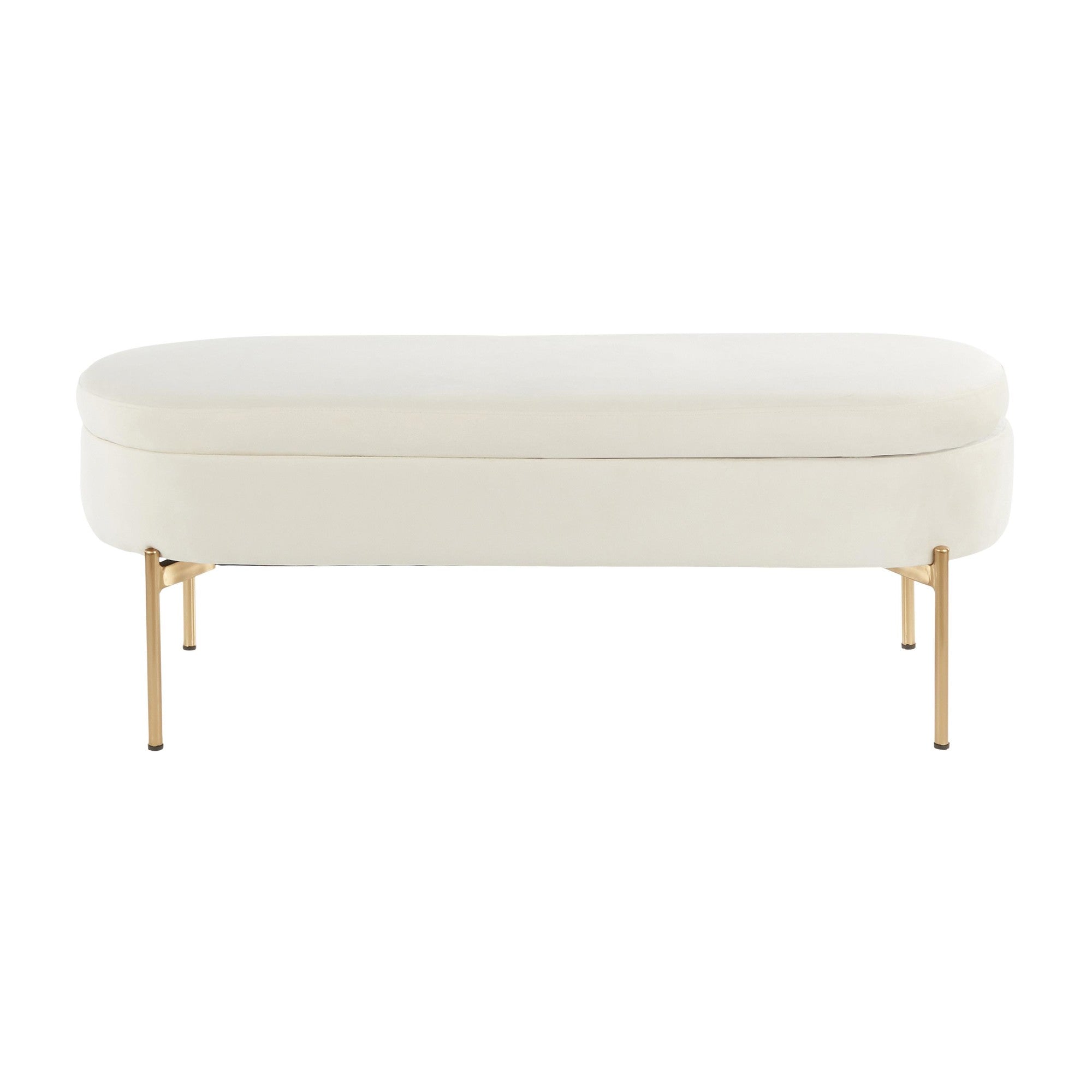 Chloe Storage Bench - Gold Metal, Cream Velvet