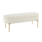 Chloe Storage Bench - Gold Metal, Cream Velvet