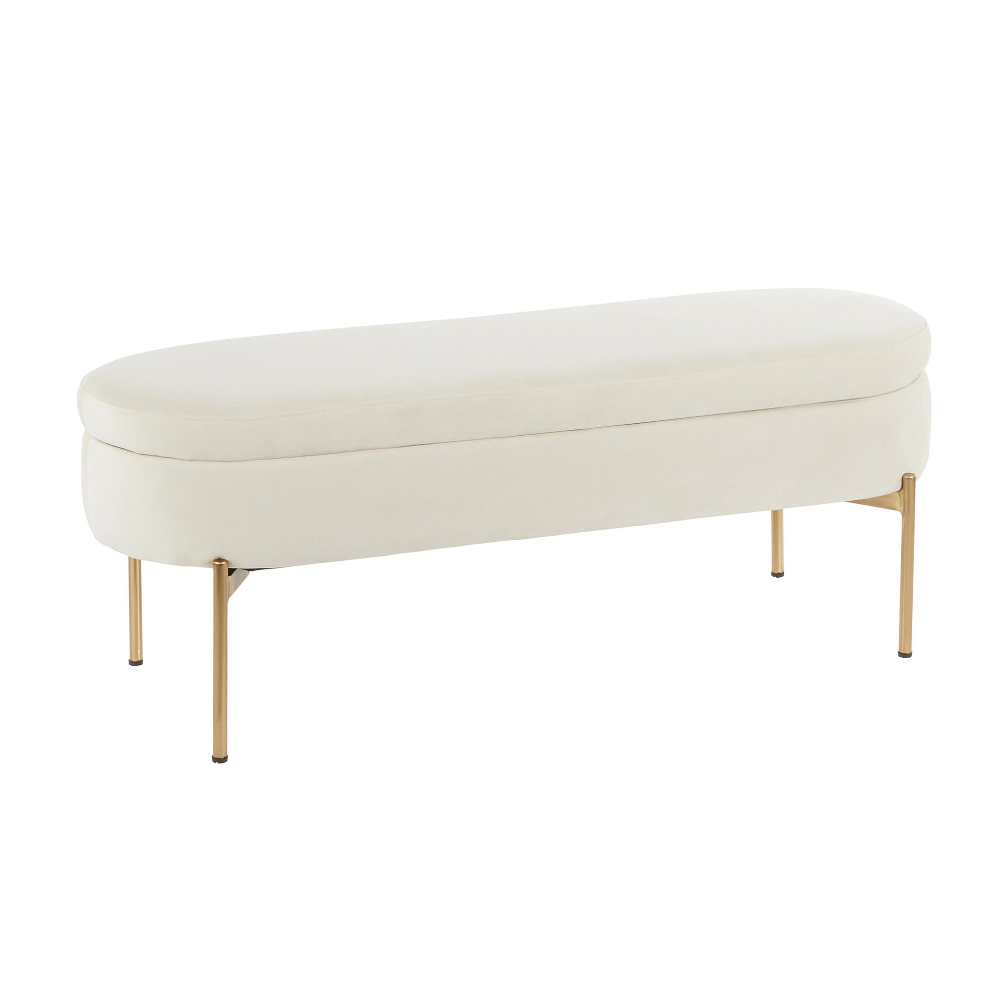 Chloe Storage Bench - Gold Metal, Cream Velvet