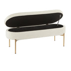 Chloe Storage Bench - Gold Metal, Cream Velvet