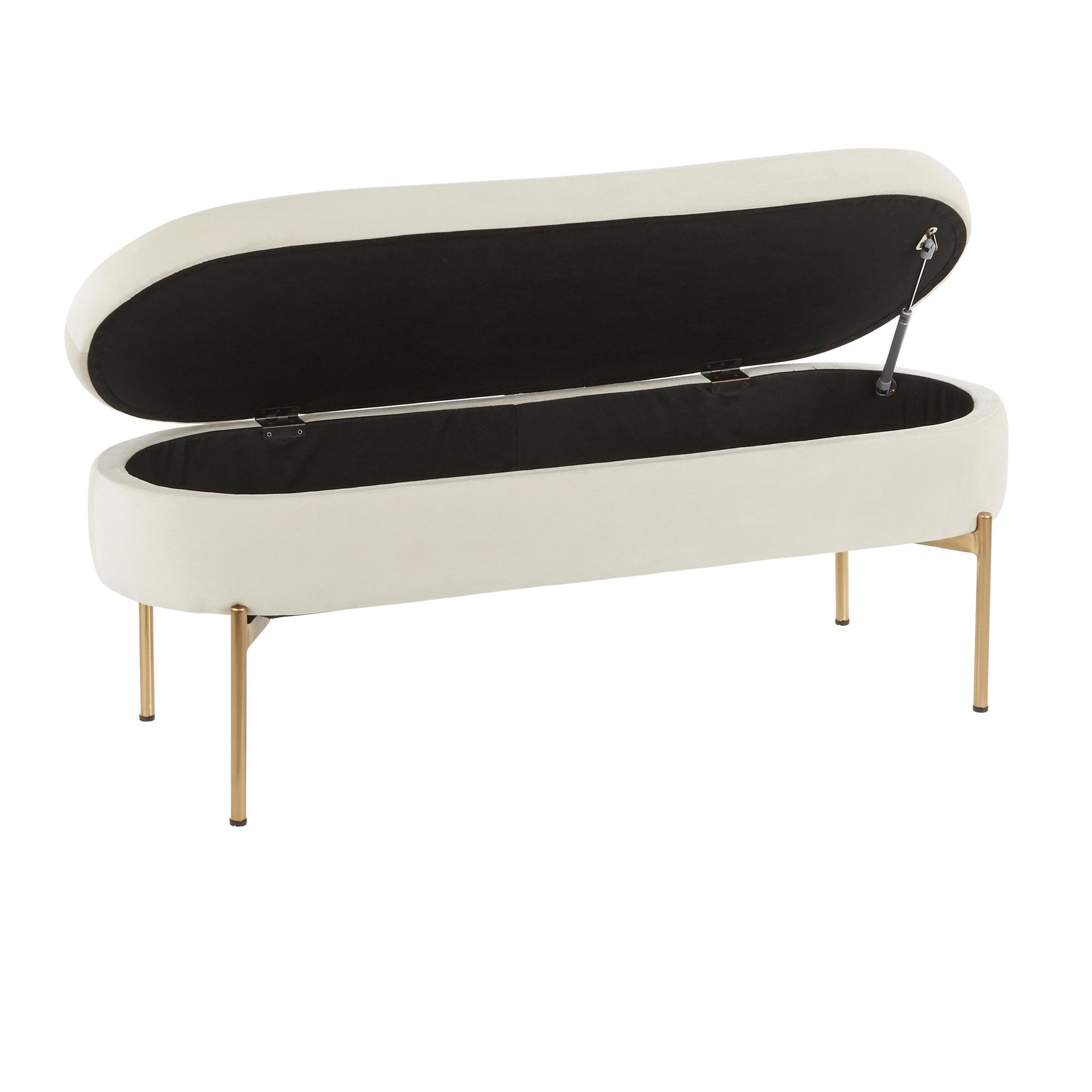 Chloe Storage Bench - Gold Metal, Cream Velvet