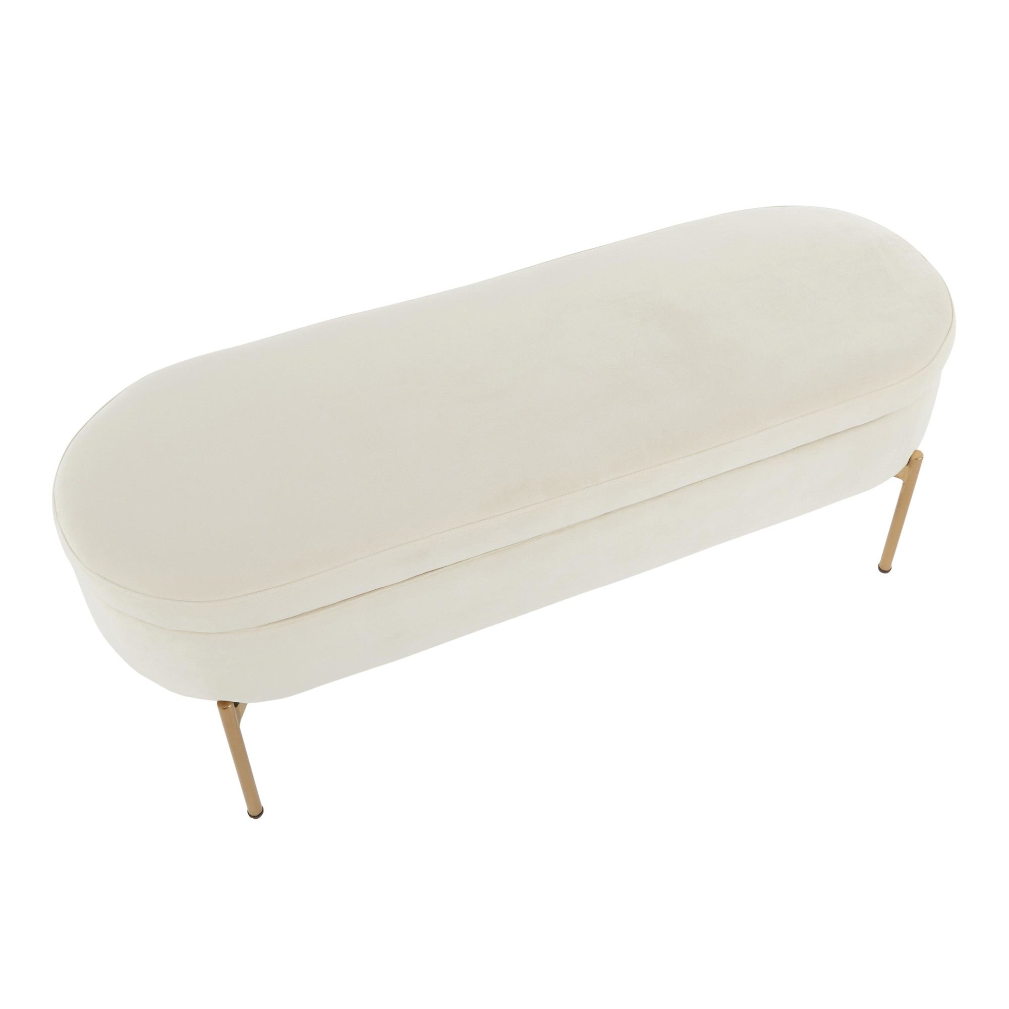 Chloe Storage Bench - Gold Metal, Cream Velvet
