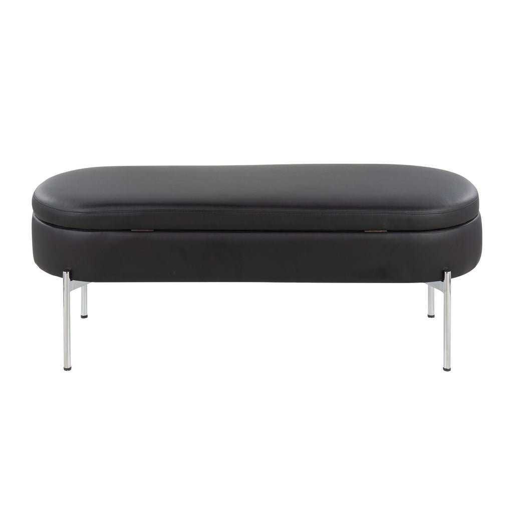 Chloe Storage Bench - Chrome, Black PU