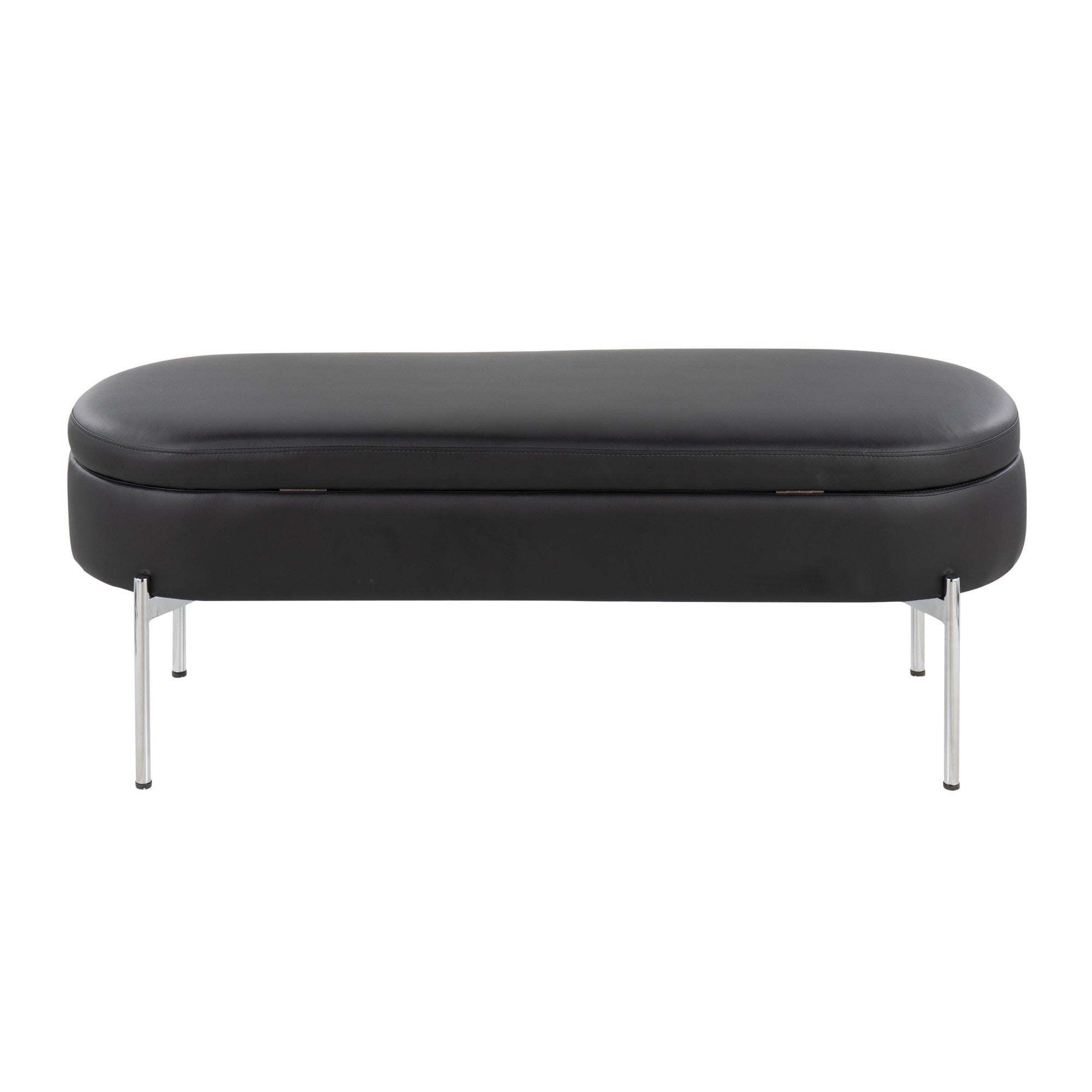 Chloe Storage Bench - Chrome, Black PU