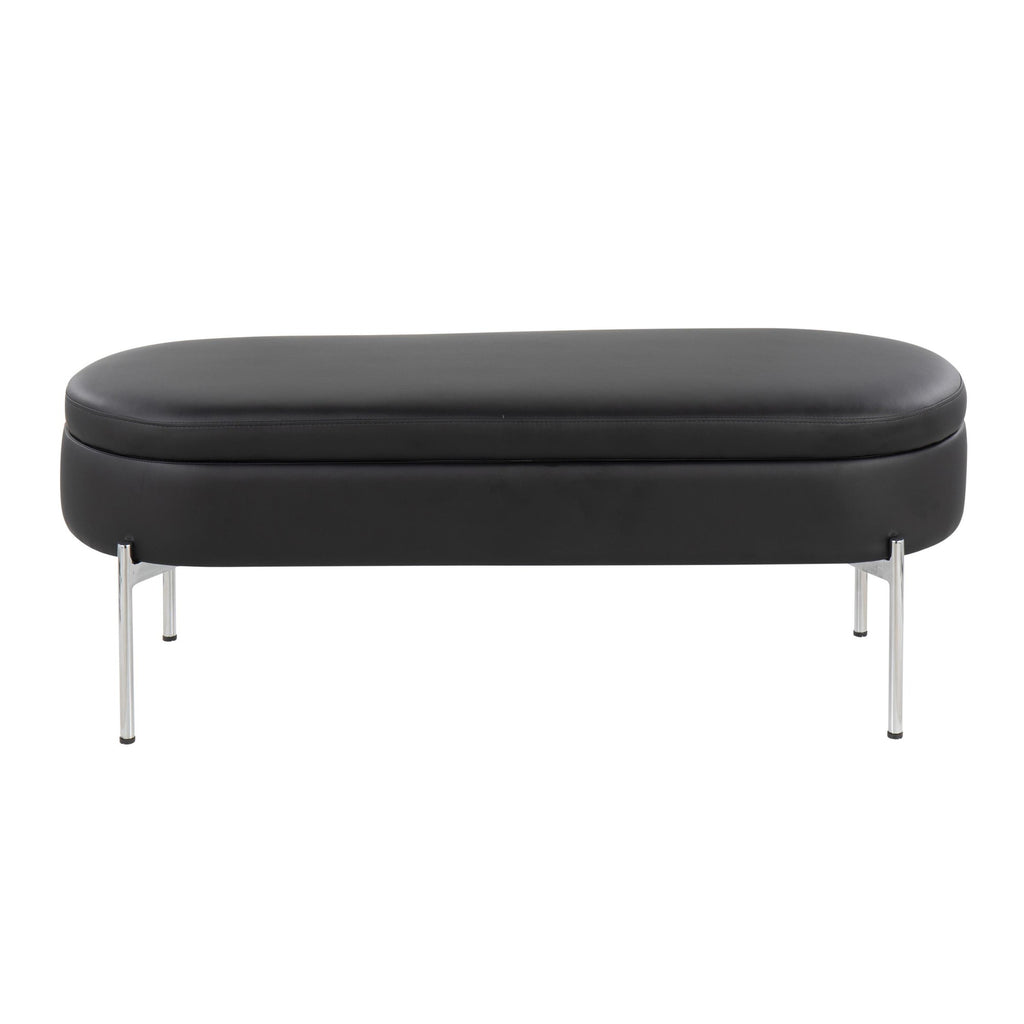 Chloe Storage Bench - Chrome, Black PU