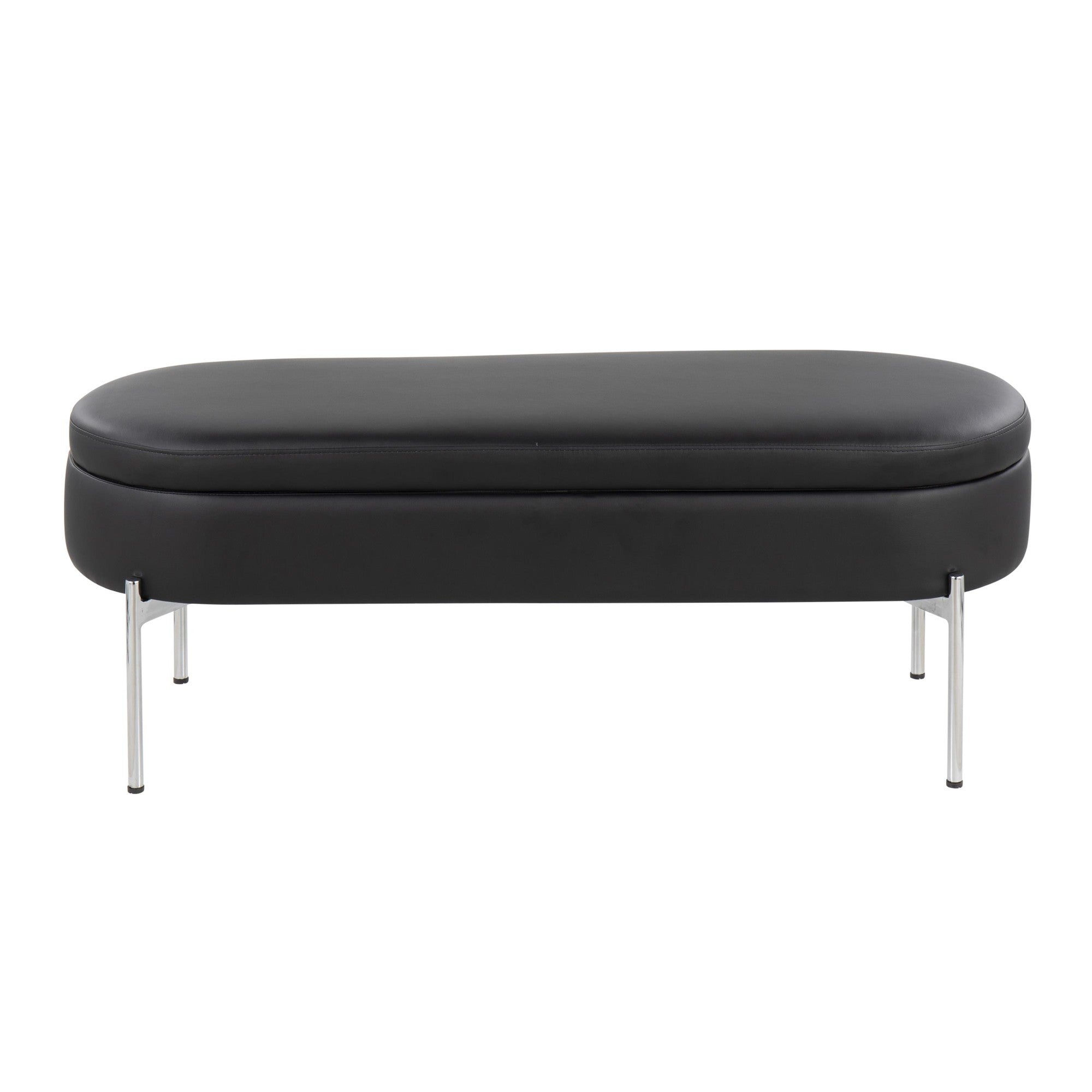 Chloe Storage Bench - Chrome, Black PU