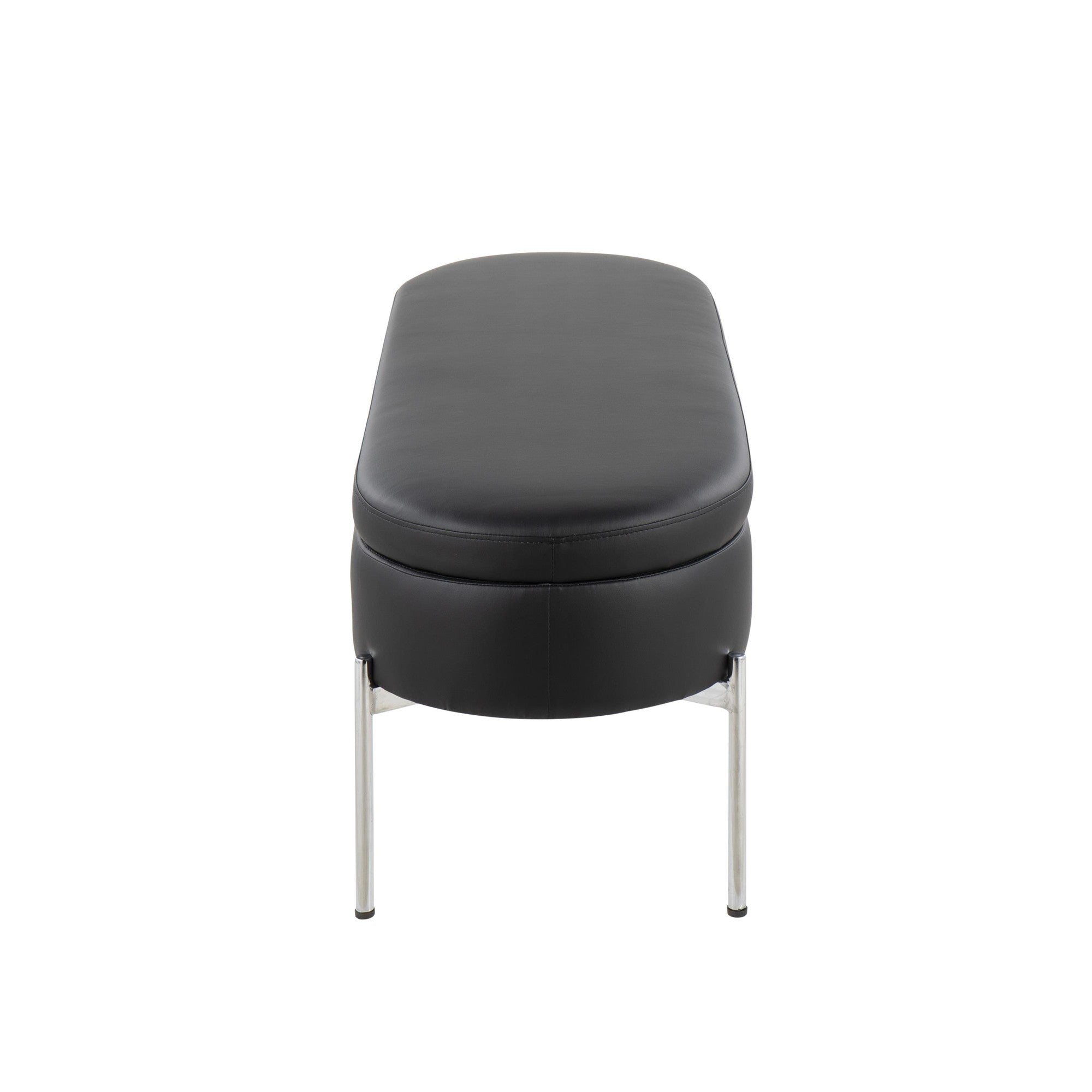Chloe Storage Bench - Chrome, Black PU