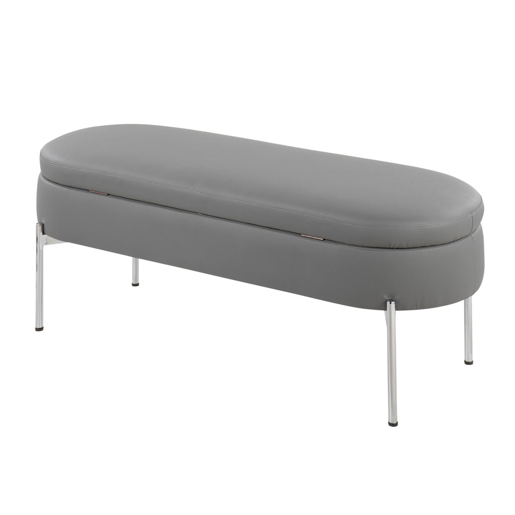 Chloe Storage Bench - Chrome, Grey PU
