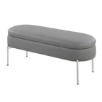 Chloe Storage Bench - Chrome, Grey PU