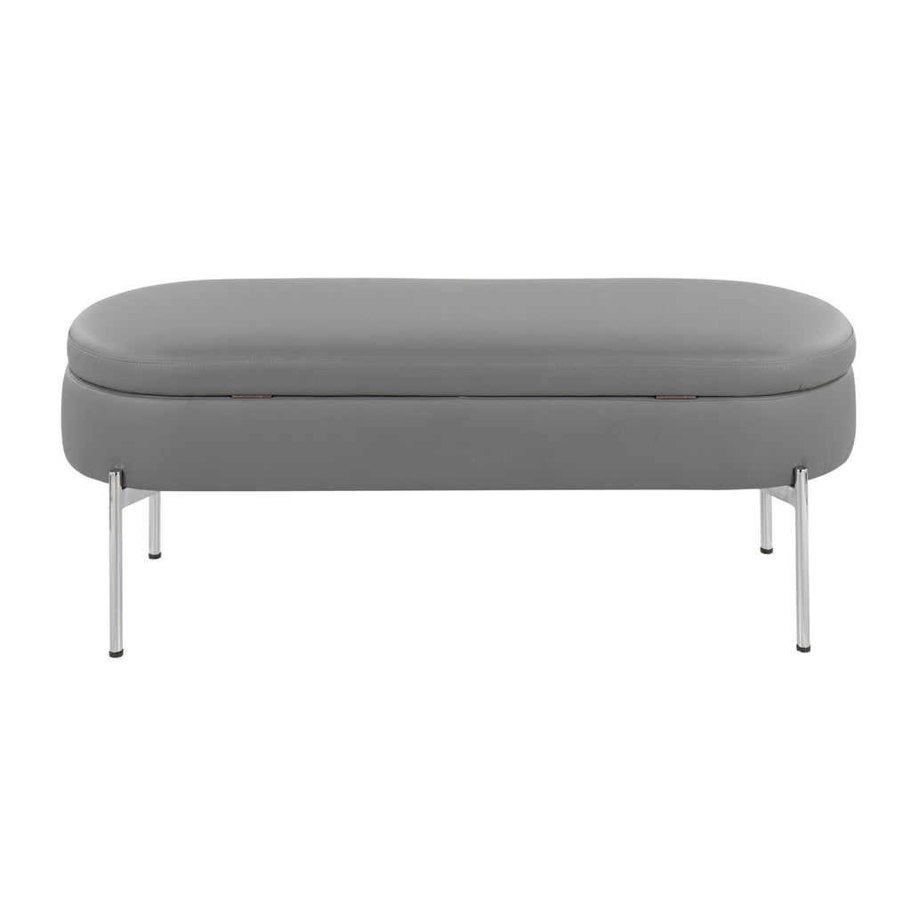 Chloe Storage Bench - Chrome, Grey PU