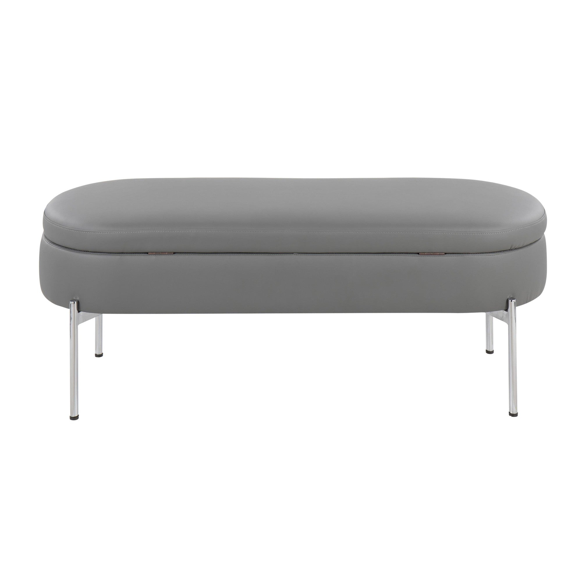 Chloe Storage Bench - Chrome, Grey PU