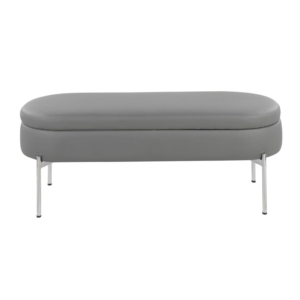 Chloe Storage Bench - Chrome, Grey PU
