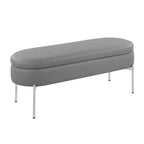 Chloe Storage Bench - Chrome, Grey PU