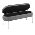 Chloe Storage Bench - Chrome, Grey PU