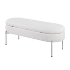 Chloe Storage Bench - Chrome, White PU