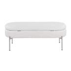 Chloe Storage Bench - Chrome, White PU