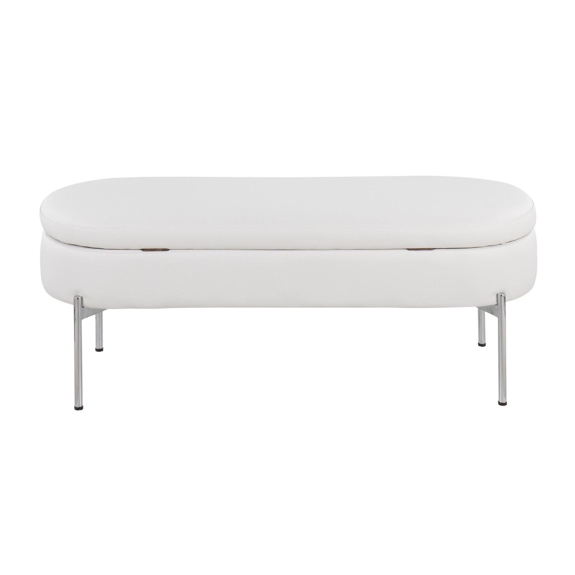 Chloe Storage Bench - Chrome, White PU