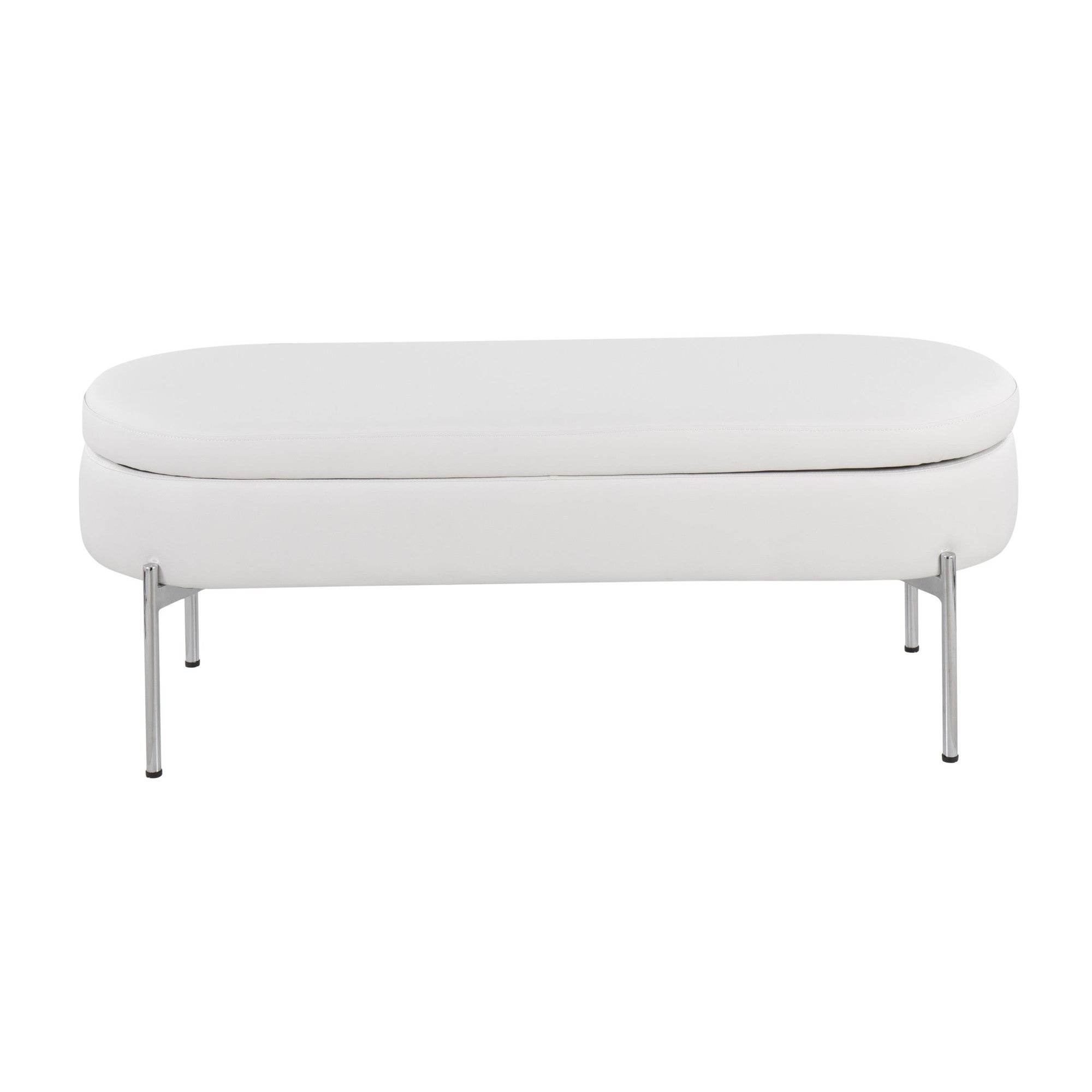 Chloe Storage Bench - Chrome, White PU