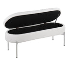 Chloe Storage Bench - Chrome, White PU