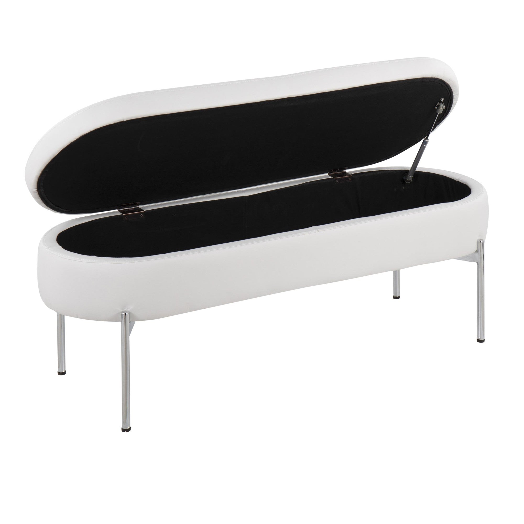 Chloe Storage Bench - Chrome, White PU