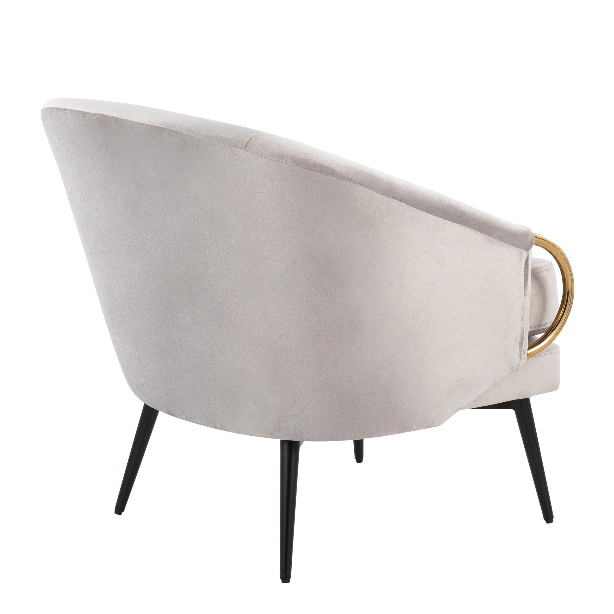 Claire Accent Chair - Black Steel, Silver Velvet, Gold Steel Accents