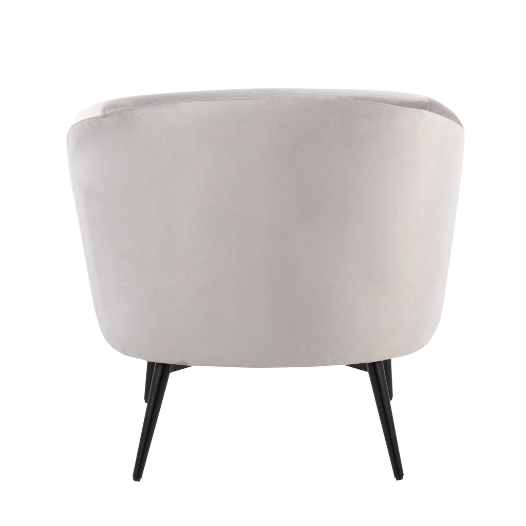 Claire Accent Chair - Black Steel, Silver Velvet, Gold Steel Accents