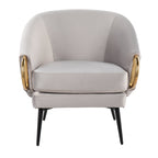 Claire Accent Chair - Black Steel, Silver Velvet, Gold Steel Accents