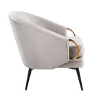 Claire Accent Chair - Black Steel, Silver Velvet, Gold Steel Accents