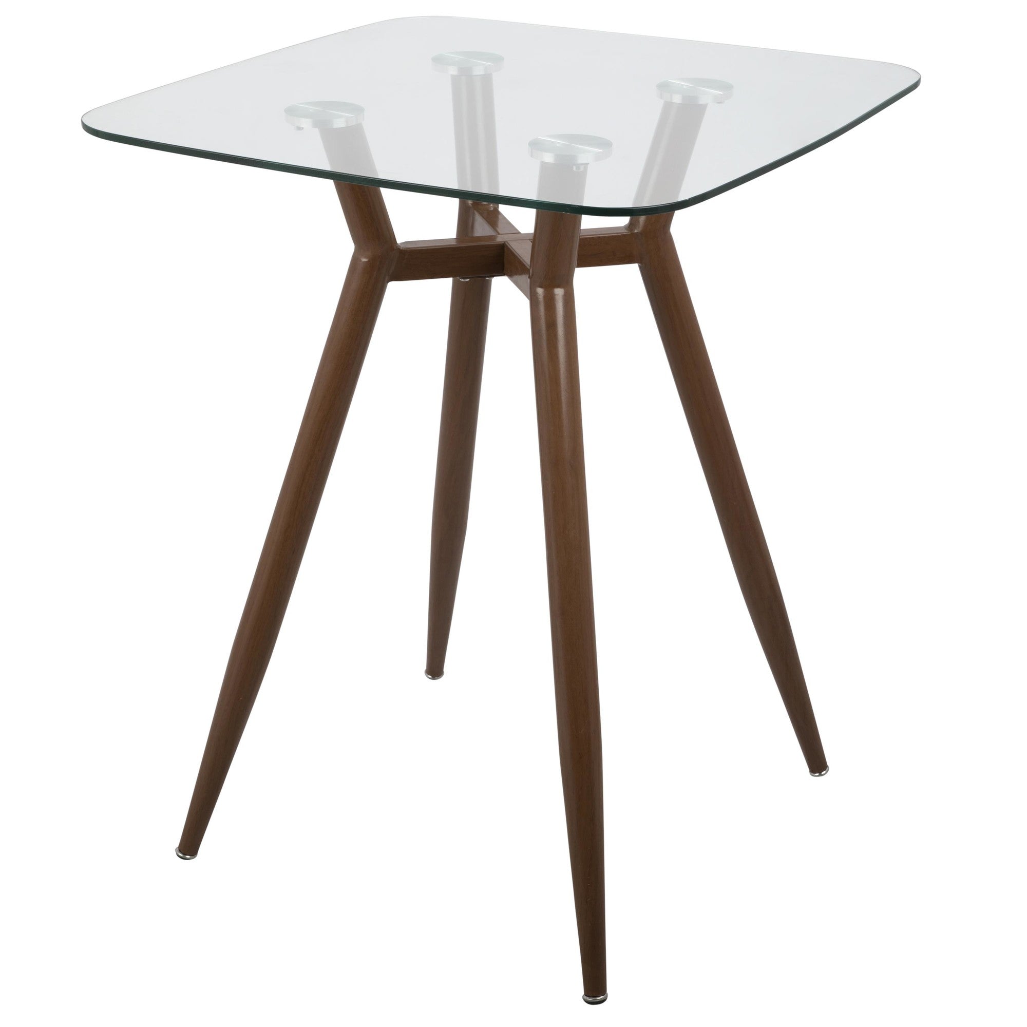 Clara Square Counter Table - Walnut Metal, Clear Glass